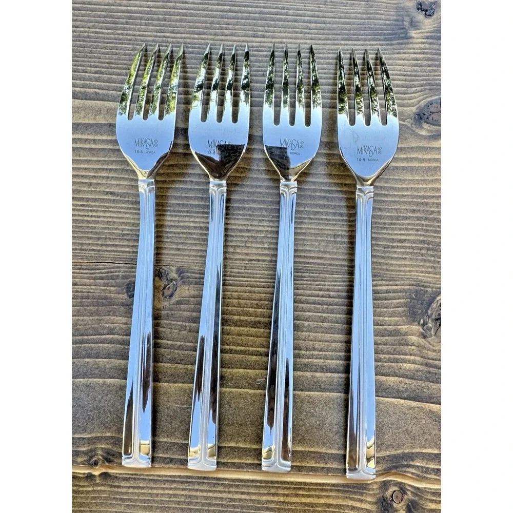 Mikasa PARALLELS Dinner Forks Set Of 4 Korea Stainless Flatware Replacement